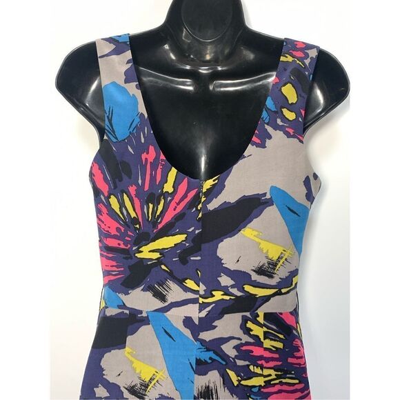 Trina Turk Women's Abstract Floral Silk Lined Sleeveless Dress Multicolor Small - Picture 5 of 8